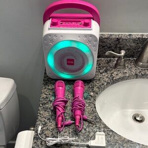 RockJam Rechargeable Karaoke Speaker with 2 Pink Microphones